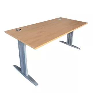 IDOL│Bureau droit L160 x p80 │Hêtre clair/Gris aluminium