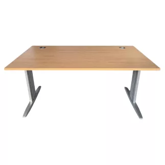 IDOL│Bureau droit L160 x p80 │Hêtre clair/Gris aluminium