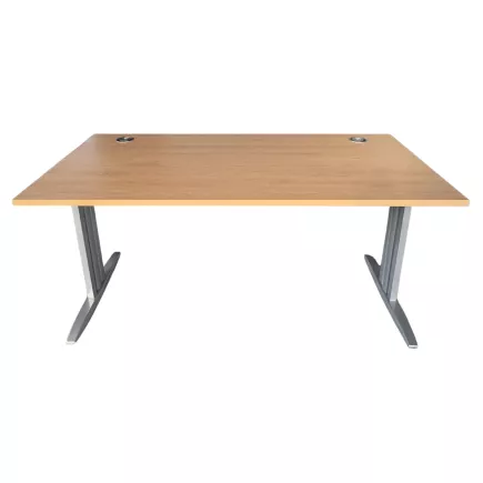 IDOL│Bureau droit L160 x p80 │Hêtre clair/Gris aluminium