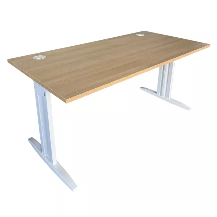 IDOL│Bureau droit L160 x p80 │Chêne clair/blanc
