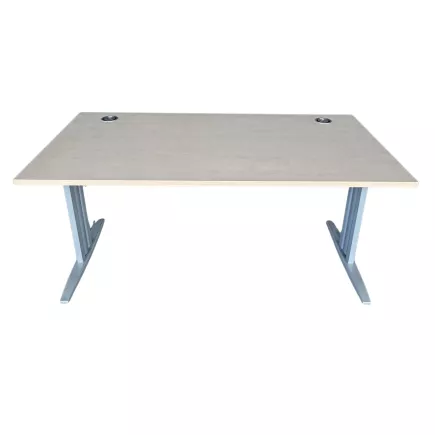 IDOL│Bureau droit L160 x p80 │Erable blanc/Gris aluminium