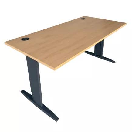 IDOL│Bureau droit L160 x p80 - Hauteur réglable│Hêtre clair/Gris anthracite