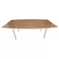 ELOISE│Table conférence tonneau 6 personnes - L200xp100 cm│4 pieds tubulaires│Hêtre saumoné/Gris aluminium