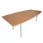 ELOISE│Table conférence tonneau 6 personnes - L200xp100 cm│4 pieds tubulaires│Hêtre saumoné/Gris aluminium
