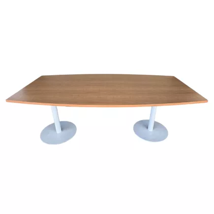 ELOISE│Table conférence tonneau 8 personnes L200xp100 cm│2 pieds centraux tulipe│Hêtre saumoné/Gris aluminium
