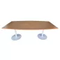 ELOISE│Table conférence tonneau 8 personnes L200xp100 cm│2 pieds centraux tulipe│Hêtre saumoné/Gris aluminium