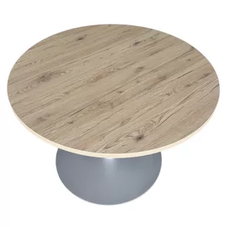 TABRO│Table ronde ø 100cm│Chêne brunswick / gris aluminium