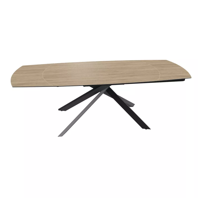 KHEOPS EXPO│Table extensible 160/240cm│Pieds en acier laqué noir mat│Chêne clair