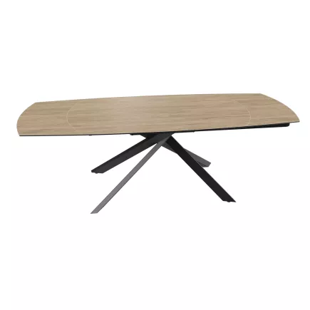KHEOPS EXPO│Table extensible 160/240cm│Pieds en acier laqué noir mat│Chêne clair