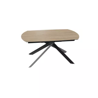 KHEOPS EXPO│Table extensible 160/240cm│Pieds en acier laqué noir mat│Chêne clair