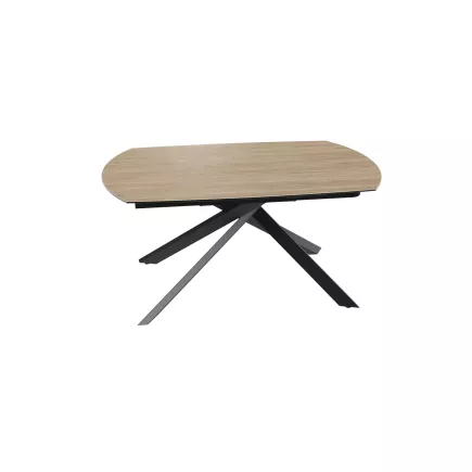 KHEOPS EXPO│Table extensible 160/240cm│Pieds en acier laqué noir mat│Chêne clair