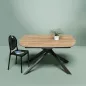 KHEOPS EXPO│Table extensible 160/240cm│Pieds en acier laqué noir mat│Chêne clair