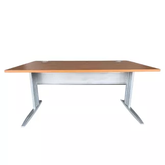 IDOL│Bureau droit L160 x p80 cm avec voile de fond │Pommier de France/Gris aluminium