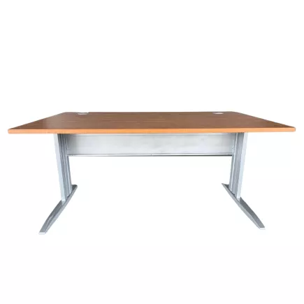 IDOL│Bureau droit L160 x p80 cm avec voile de fond │Pommier de France/Gris aluminium