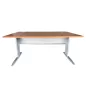 IDOL│Bureau droit L160 x p80 cm avec voile de fond │Pommier de France/Gris aluminium IDOL│Bureau droit L160 x p80 cm avec voile de fond │Pommier de France/Gris aluminium