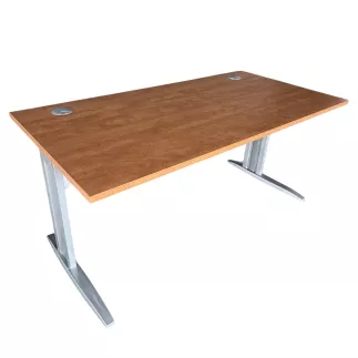 IDOL│Bureau droit L160 x p80 cm avec voile de fond │Pommier de France/Gris aluminium