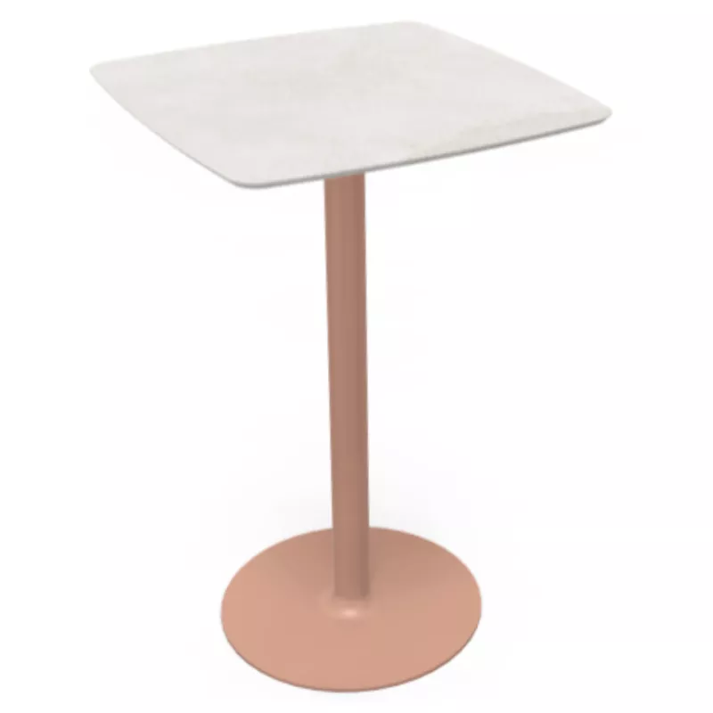 CHILL│Table haute carrée cintrée - plateau en matériaux recyclés H102,7 cm │Coloris unicolore à choix