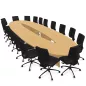 MODULO│Table de conférence Elliptique + kit goulotte et top access central│18 personnes│Chêne clair