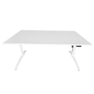 LO PURE│Bureau électrique L160 x p80 cm - avec goulotte et passe-câbles│Blanc