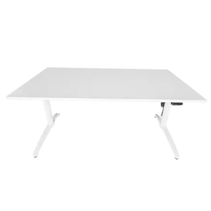 LO PURE│Bureau électrique L160 x p80 cm - avec goulotte et passe-câbles│Blanc