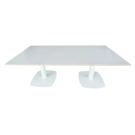 DIAMANTA│Table de conférence Tonneau 200x90│Blanc laqué/blanc