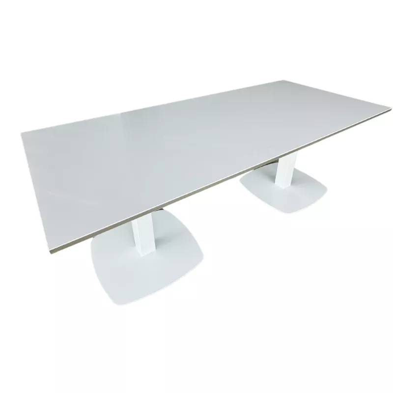 DIAMANTA│Table de conférence Tonneau 200x90│Blanc laqué/blanc