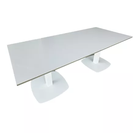 DIAMANTA│Table de conférence Tonneau 200x90│Blanc laqué/blanc