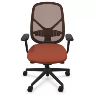 SOREN EXPO│Fauteuil de travail structure noire avec accoudoirs - dossier résille│Orange