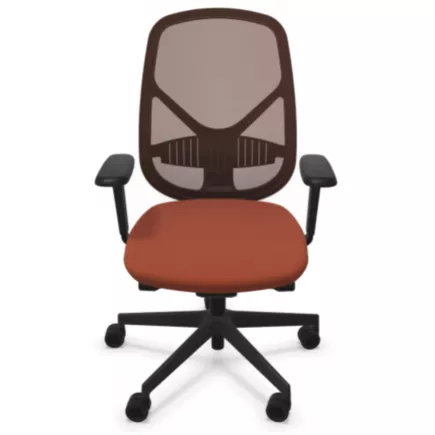 SOREN EXPO│Fauteuil de travail structure noire avec accoudoirs - dossier résille│Orange