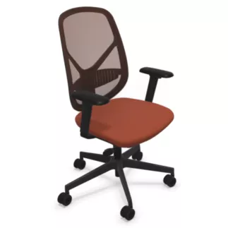 SOREN EXPO│Fauteuil de travail structure noire avec accoudoirs - dossier résille│Orange