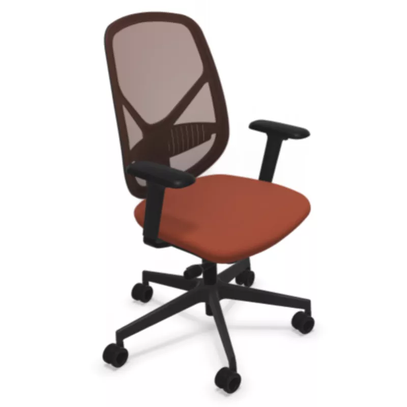 SOREN EXPO│Fauteuil de travail structure noire avec accoudoirs - dossier résille│Orange