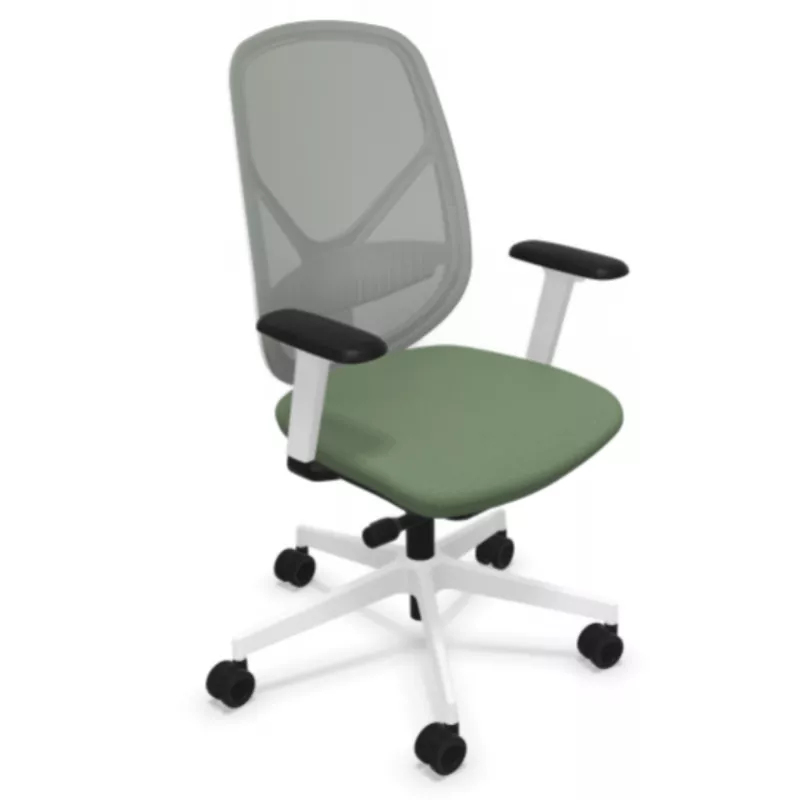 SOREN│Fauteuil de travail structure blanche avec accoudoirs - dossier résille│Coloris à choix