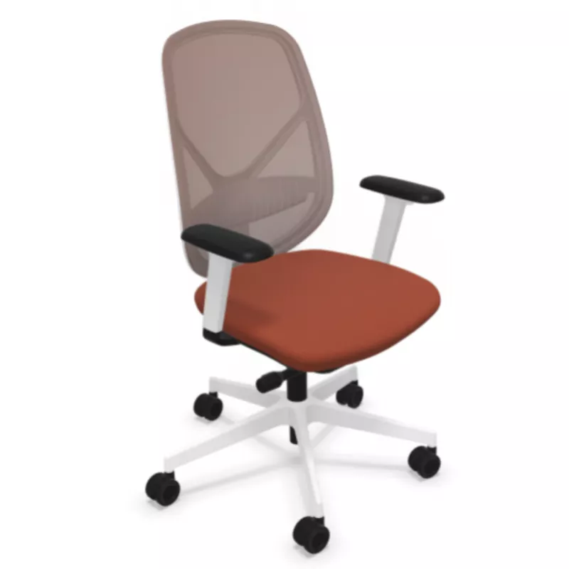 SOREN│Fauteuil de travail structure blanche avec accoudoirs - dossier résille│Coloris à choix