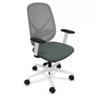 SOREN│Fauteuil de travail structure blanche avec accoudoirs - dossier résille│Coloris à choix