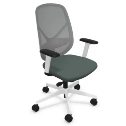 SOREN│Fauteuil de travail structure blanche avec accoudoirs - dossier résille│Coloris à choix
