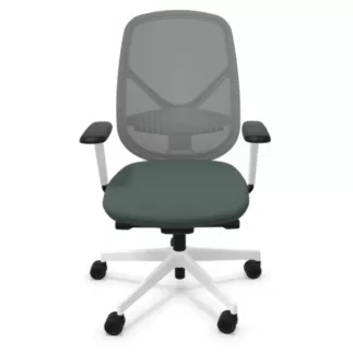 SOREN│Fauteuil de travail structure blanche avec accoudoirs - dossier résille│Coloris à choix