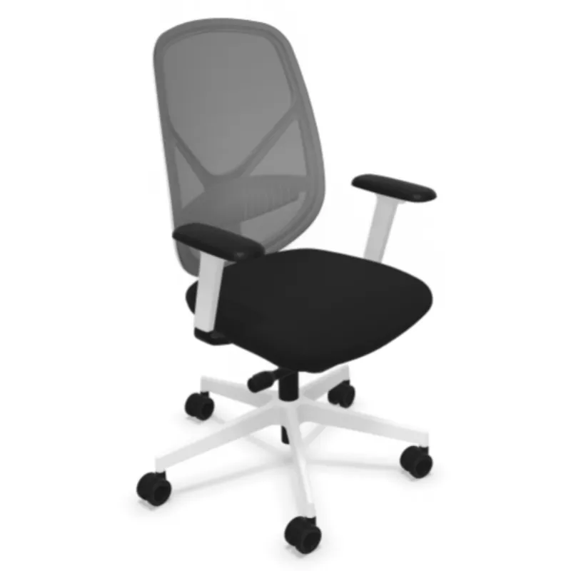 SOREN│Fauteuil de travail structure blanche avec accoudoirs - dossier résille│Coloris à choix