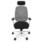 SOREN│Fauteuil de travail structure blanche avec accoudoirs - dossier résille│Têtière avec cintre│Coloris à choix