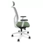 SOREN│Fauteuil de travail structure blanche avec accoudoirs - dossier résille│Têtière avec cintre│Coloris à choix