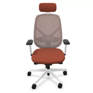 SOREN│Fauteuil de travail structure blanche avec accoudoirs - dossier résille│Têtière avec cintre│Coloris à choix