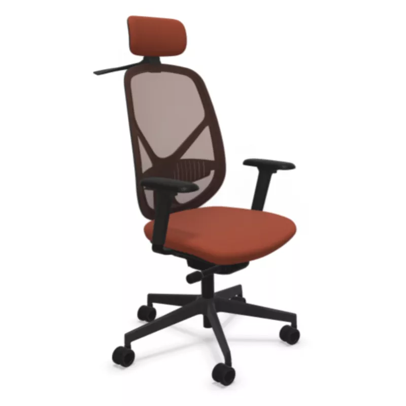 SOREN│Fauteuil de travail structure noire avec accoudoirs - dossier résille│Têtière avec cintre│Coloris à choix