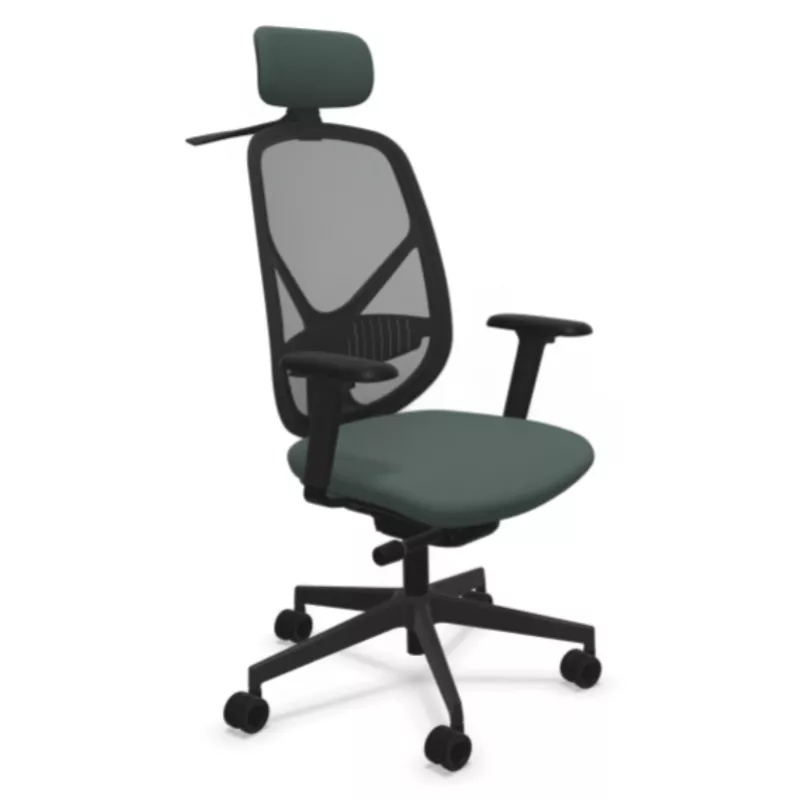SOREN│Fauteuil de travail structure noire avec accoudoirs - dossier résille│Têtière avec cintre│Coloris à choix