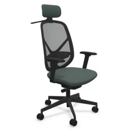SOREN│Fauteuil de travail structure noire avec accoudoirs - dossier résille│Têtière avec cintre│Coloris à choix