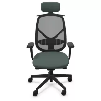 SOREN│Fauteuil de travail structure noire avec accoudoirs - dossier résille│Têtière avec cintre│Coloris à choix