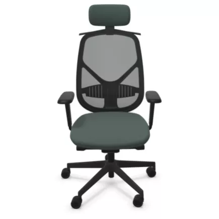 SOREN│Fauteuil de travail structure noire avec accoudoirs - dossier résille│Têtière avec cintre│Coloris à choix