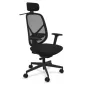 SOREN│Fauteuil de travail structure noire avec accoudoirs - dossier résille│Têtière avec cintre│Coloris à choix