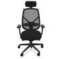 SOREN│Fauteuil de travail structure noire avec accoudoirs - dossier résille│Têtière avec cintre│Coloris à choix