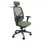 SOREN│Fauteuil de travail structure noire avec accoudoirs - dossier résille│Têtière avec cintre│Coloris à choix