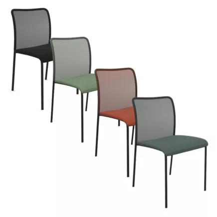 ARIA│Chaise de collectivité sans accoudoirs - dossier résille│Coloris à choix