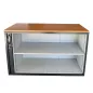 LO LISTA│Armoire basse à rideau L 120 cm│Gris anthracite/top hêtre huilé